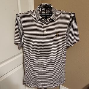 Vineyard Vines Black and White Striped University of Colorado Polo